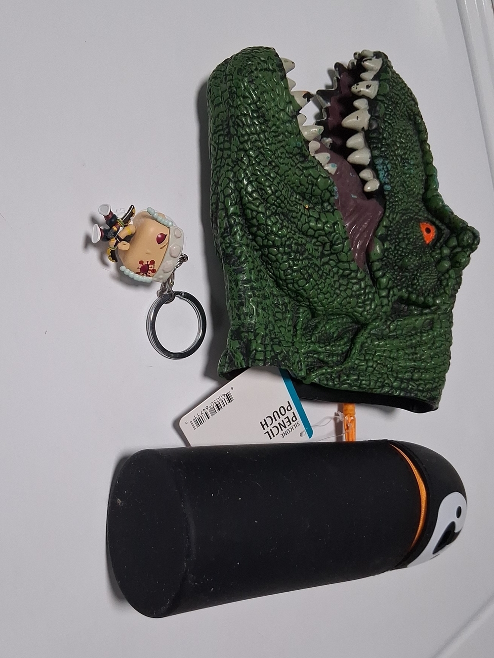 Keychain and pencil case for kids dinosaur puppet